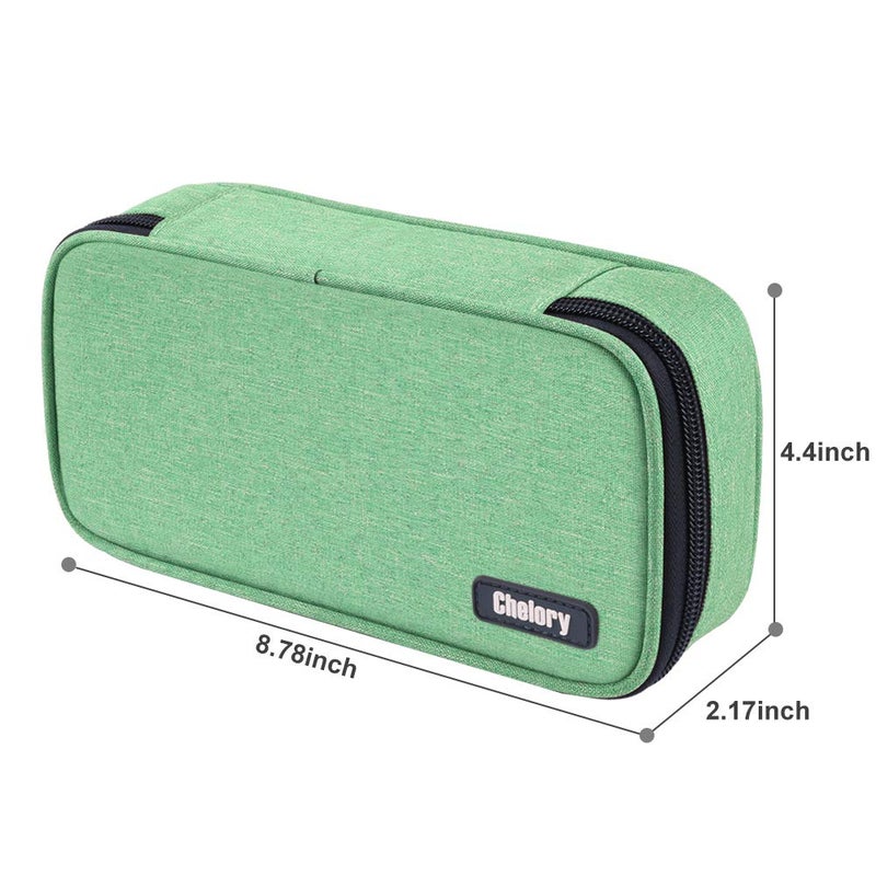 Chelory Big Pencil Case Large Capacity Pencil Bag Pouch Pen Pencil Marker Holder with High Storage for Office Supplier Desk Stationery Organizer Makeup Bag (Green) - Image 5